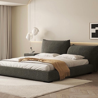 Dark Grey Cream Fabric Wooden Storage Bed