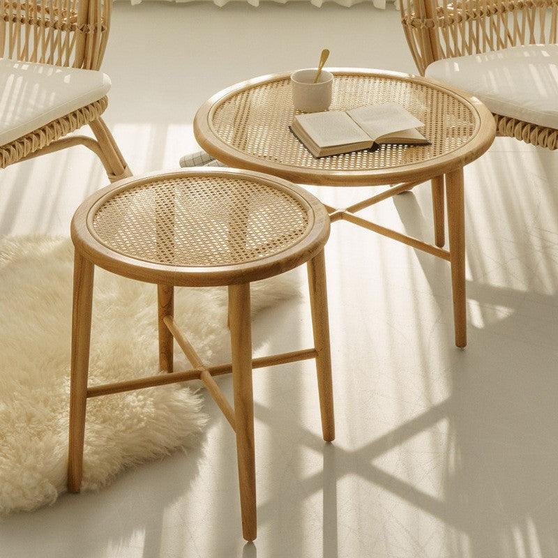  Wooden Rattan Round Coffee Table