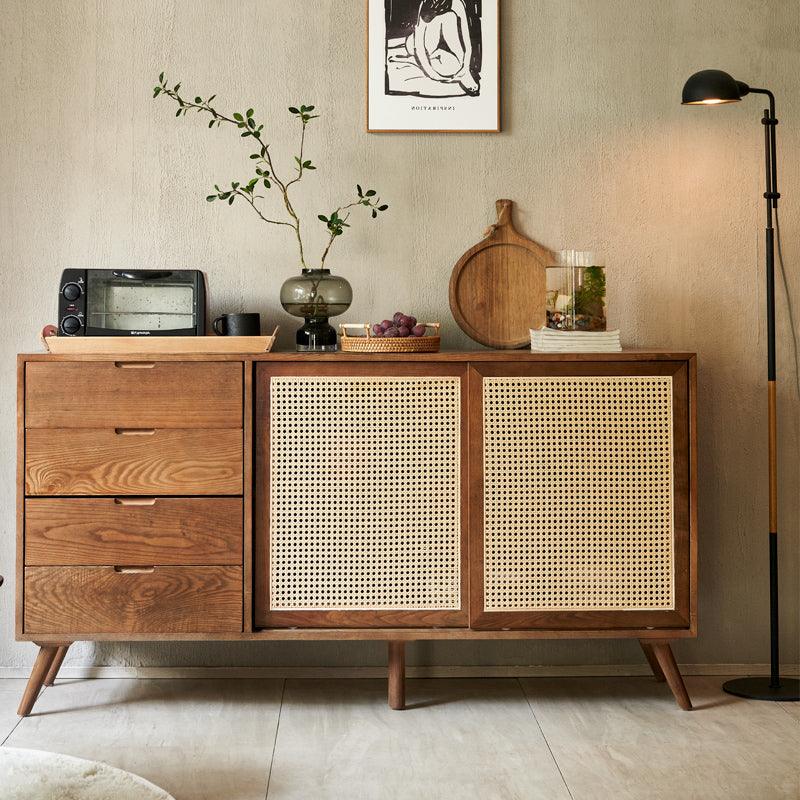 Hedda Wood & Rattan Cabinet - Arctic Lounge