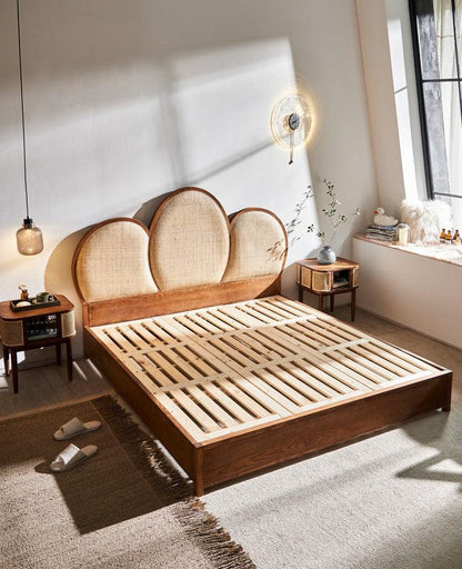 Henrik Wooden Rattan Bed Frame