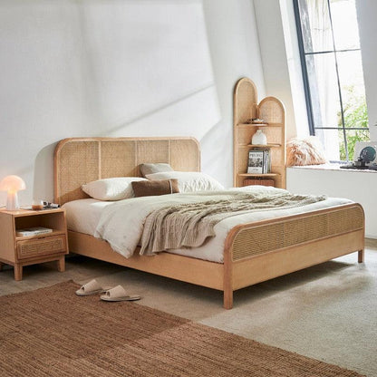 Filip Wood & Rattan Bed