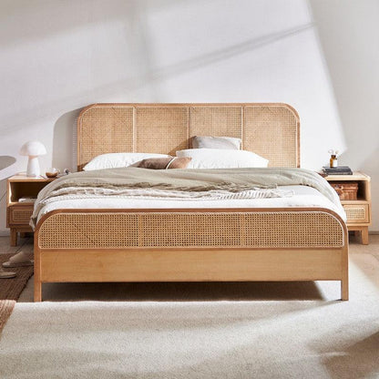 Filip Wood & Rattan Bed