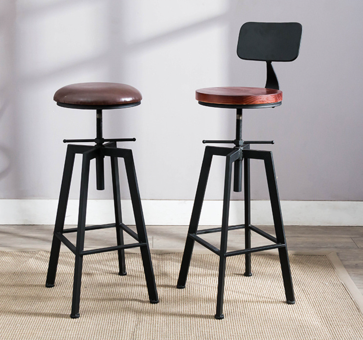 Adjustable Black Bar Stool